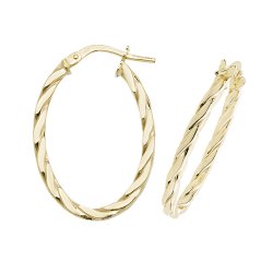 9ct Gold Twisted Oval Hoops ER1041-