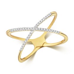 Diamond X Ring In 9ct Gold 