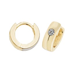9ct Gold Single Stone Cz Hinged Hoops 