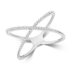 Diamond X Ring In 9ct White Gold 