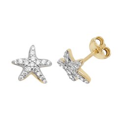 9ct Gold Cz Starfish Studs 