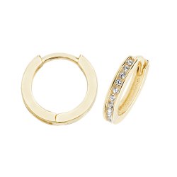 9ct Gold Cz Hinged Hoops 