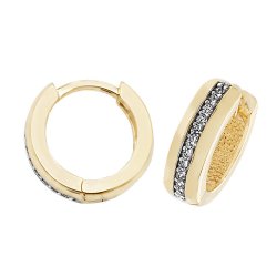 9ct Gold Cz 3 Row Hinged Hoops 