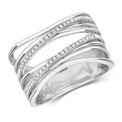 Diamond Crossover Ring In 9ct White Gold 