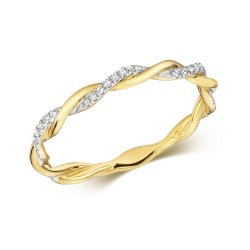 Diamond Twist Ring In 9ct Gold 