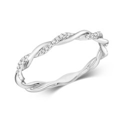 Diamond Twist Ring In 9ct White Gold 