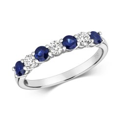 Diamond & Sapphire Claw Set Eternity Ring In 18ct White Gold 