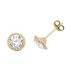 9ct Gold Cz Bezel Studs 