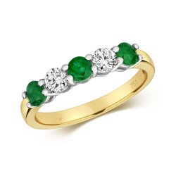 Diamond & Emerald Claw Set Eternity Ring In 18ct Gold 