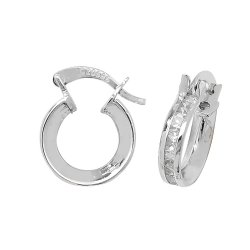 9ct White Gold Cz Hoops 
