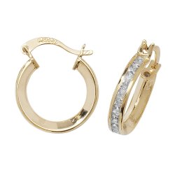 9ct Gold Cz Hoops 