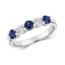 Diamond & Sapphire Claw Set Eternity Ring In 18ct White Gold 