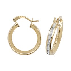 9ct Gold Cz Hoops 