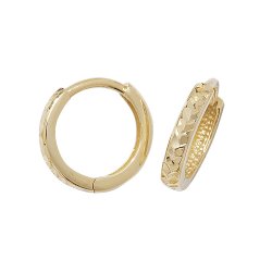 9ct Gold Diamond Cut Hinged Hoops 