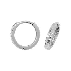 9ct White Gold Diamond Cut Hinged Hoops 