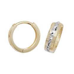 9ct Gold 2 Tone Diamond Cut Hinged Hoops 