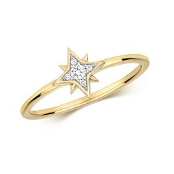 Diamond Northern Star Ring In 9ct Gold 