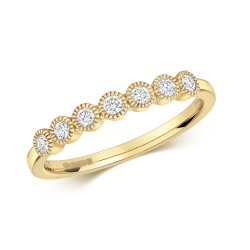 Diamond Millgrain Rubover Ring In 9ct Gold 