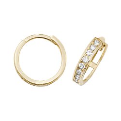 9ct Gold Cz Hinged Hoops 