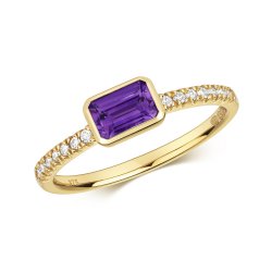 Diamond & Amethyst Ring In 9ct Gold 