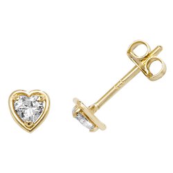 9ct Gold Cz Heart Studs 