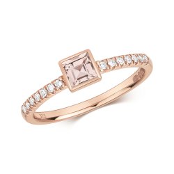 Diamond & Morganite Ring In 9ct Rose Gold 