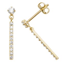 9ct Gold Cz Bar Drops 