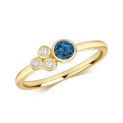 Diamond & London Blue Topaz Ring In 9ct Gold 