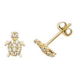 9ct Gold Cz Turtle Studs 