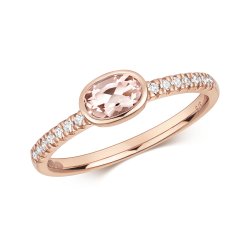 Diamond & Morganite Ring In 9ct Rose Gold 