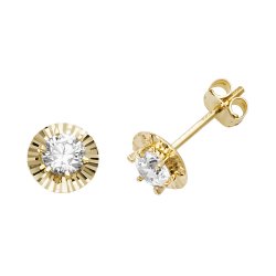 9ct Gold Round Cz Studs 