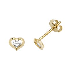 9ct Gold Cz Open Heart Studs 