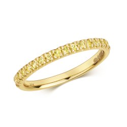 Yellow Sapphire Cut Down Set Ring In 9ct Gold 