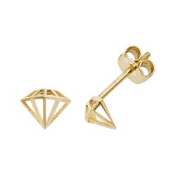 9ct Gold Diamond Shape Studs 