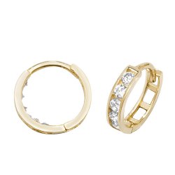 9ct Gold Cz Hinged Hoops 