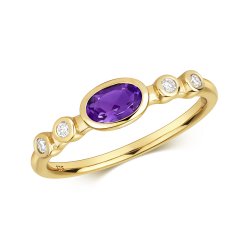 Diamond & Amethyst Ring In 9ct Gold 