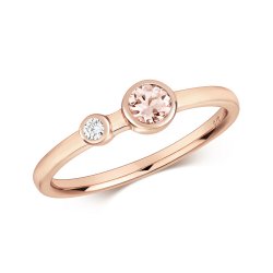 Diamond & Morganite Ring In 9ct Rose Gold 