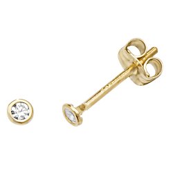 9ct Gold Cz Rubover Studs 