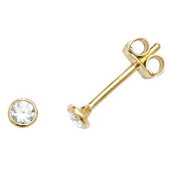 9ct Gold Cz Rubover Studs 