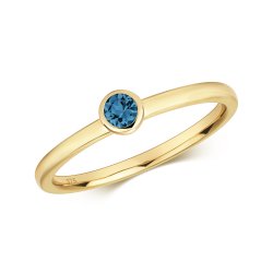 London Blue Topaz Rubover Ring In 9ct Gold 
