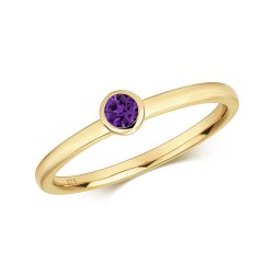 Amethyst Rubover Ring In 9ct Gold 