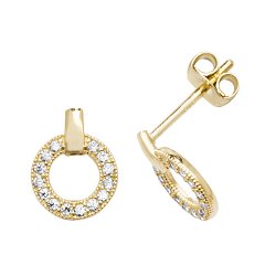 9ct Gold Cz Circle Studs 