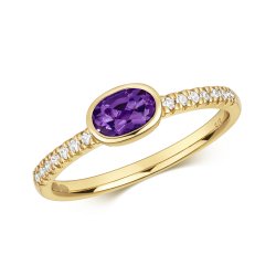 Diamond & Amethyst Ring In 9ct Gold 