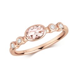 Diamond & Morganite Ring In 9ct Rose Gold 