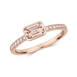 Diamond & Morganite Ring In 9ct Rose Gold 