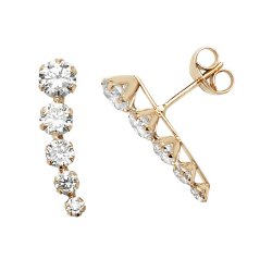 9ct Gold Cz Curved Bar Studs 