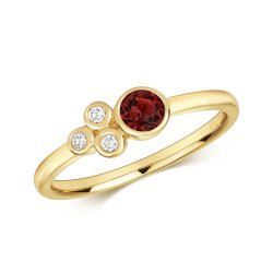 Diamond & Garnet Ring In 9ct Gold 