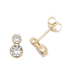 9ct Gold Double Cz Bezel Studs 