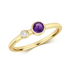 Diamond & Amethyst Ring In 9ct Gold 