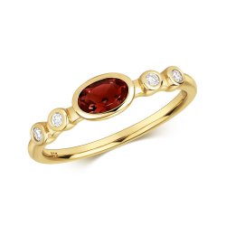 Diamond & Garnet Ring In 9ct Gold 
